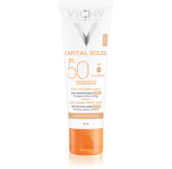 Тонований сонцезахисний крем проти пігментних плям Vichy Capital Soleil 3 в 1 SPF 50, 50 мл v28403-03 фото
